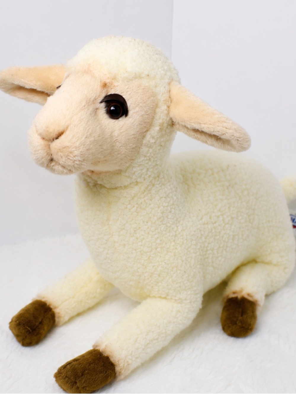 Hansa White Lamb Plush Sheep Posable Bendable Legs 10” Stuffed Animal 2004